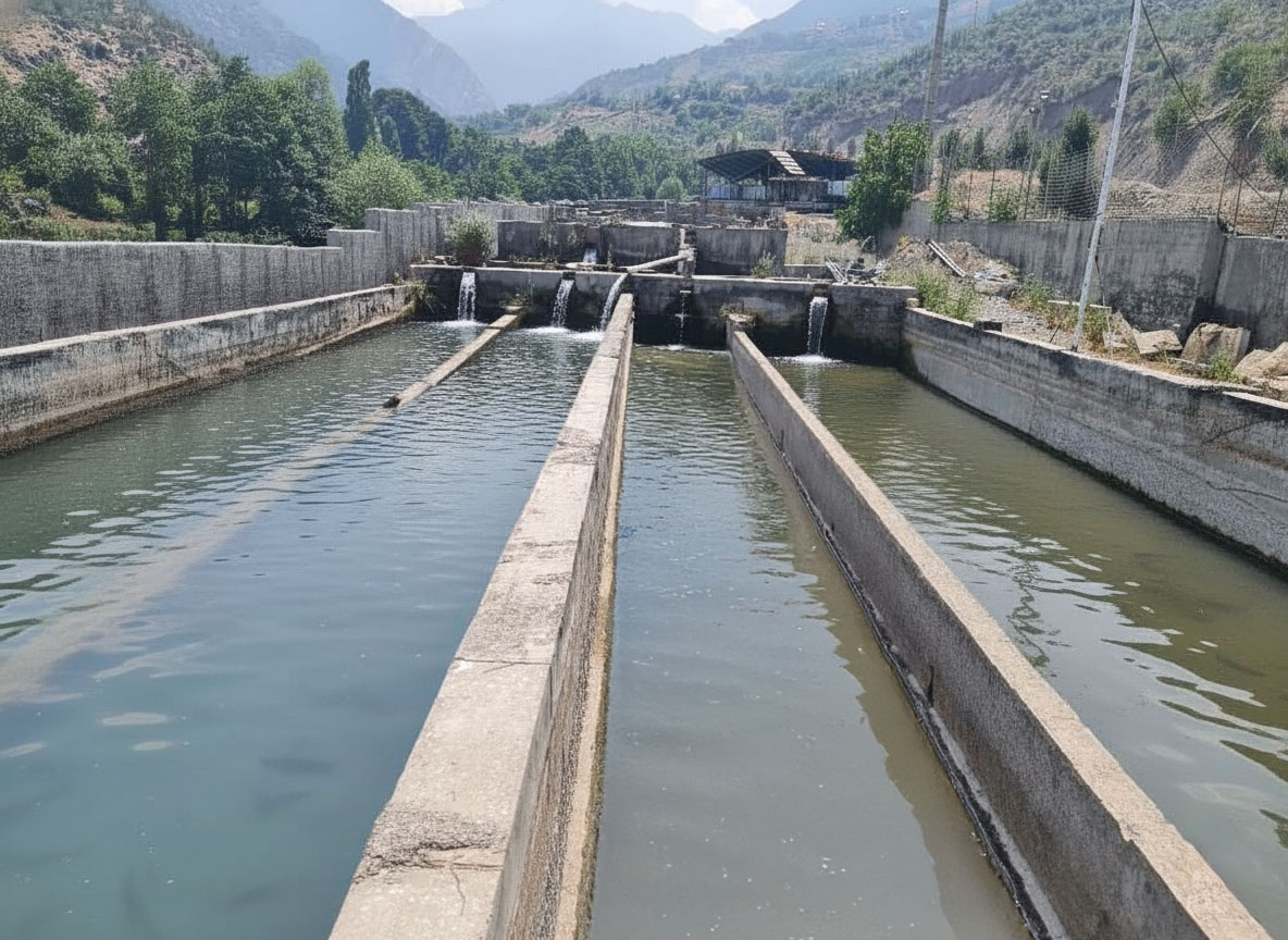 فضاي سبز و منظره طبيعي اطراف مزرعه پرورش ماهي در استان گلستان